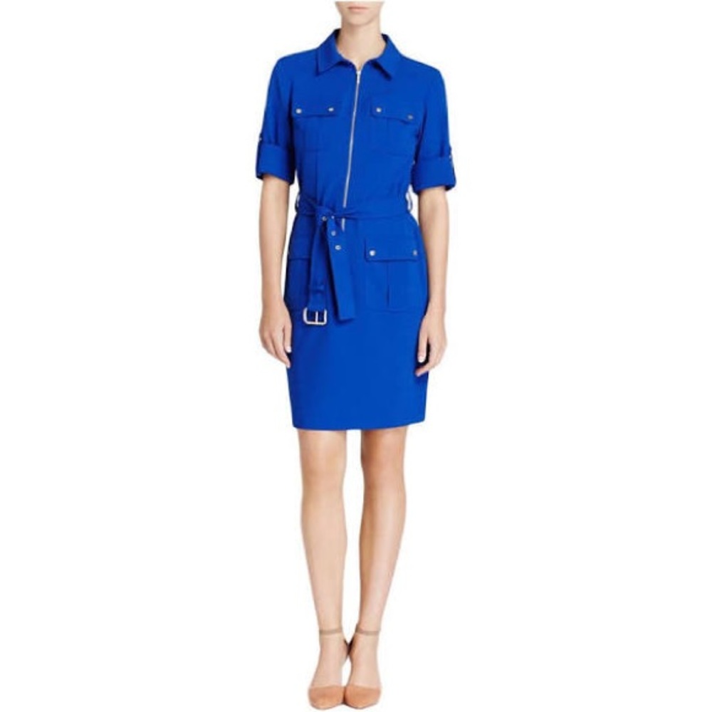 Royal blue military style dress